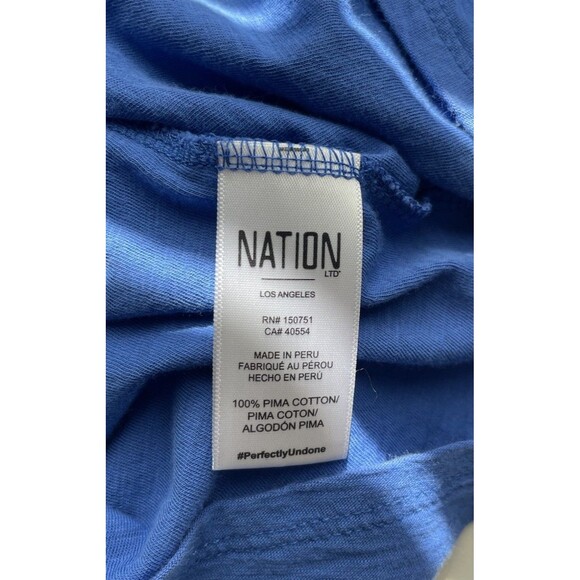 NATION LTD Jillian Bold Shoulder V Neck Top Blue Short Sleeve Size XXL Modern - Picture 7 of 8